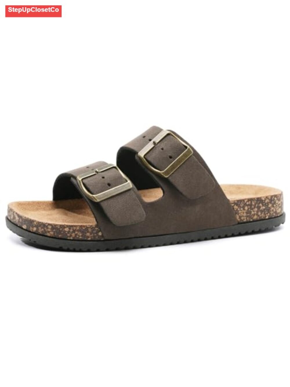 Double Buckle Arch Support Cork Sandals - Slide Style Comfort Footbed